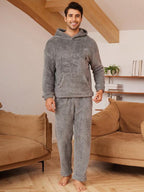 Conjunto Moletom Plush Com Capuz Casual Inverno