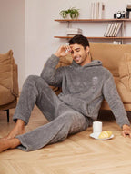 Conjunto Moletom Plush Com Capuz Estilo Comfy Inverno