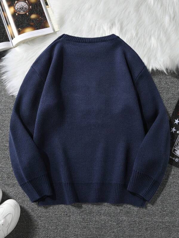 Suéter Masculino Oversized Com Bordado Casual Streetwear