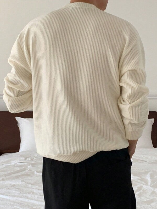 Suéter Masculino Canelado Oversized Minimalista Urbano