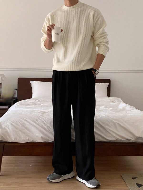 Suéter Masculino Canelado Oversized Minimalista Urbano