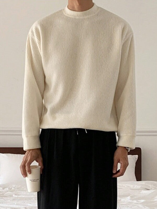 Suéter Masculino Canelado Oversized Minimalista Urbano