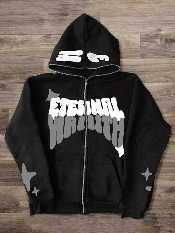 Moletom Oversized Visual Urbano Com Capuz Estampado