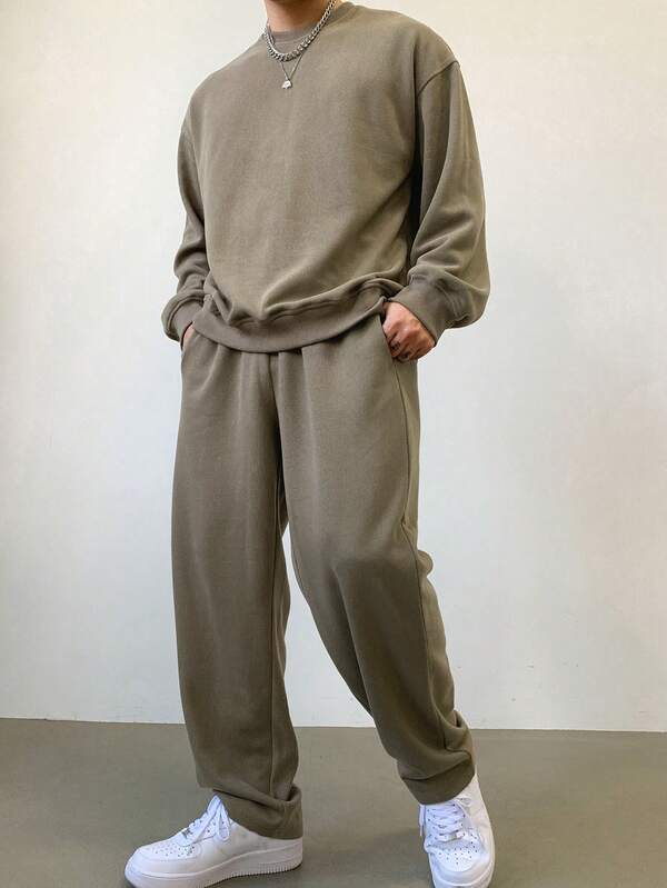 Conjunto Moletom Oversized Com Calça Wide Leg Casual