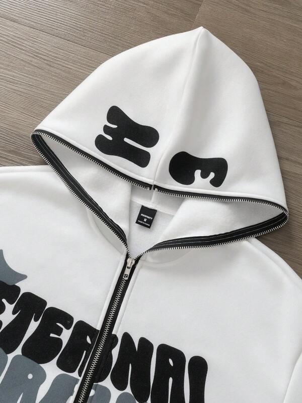 Moletom Oversized Visual Urbano Com Capuz Estampado