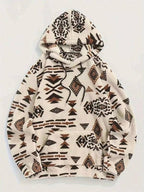 Moletom Teddy Étnico Com Capuz Estilo Western Casual