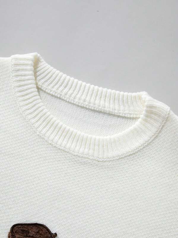 Suéter Masculino Oversized Com Bordado Casual Streetwear
