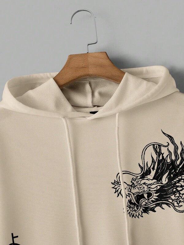 Moletom Oversized Dragão Japonês Estilo Streetwear Oriental