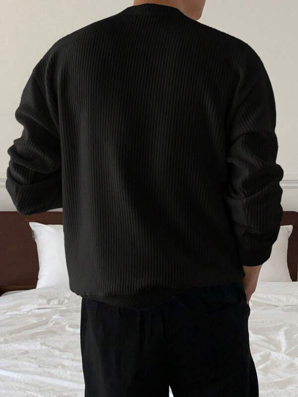 Suéter Masculino Canelado Oversized Minimalista Urbano