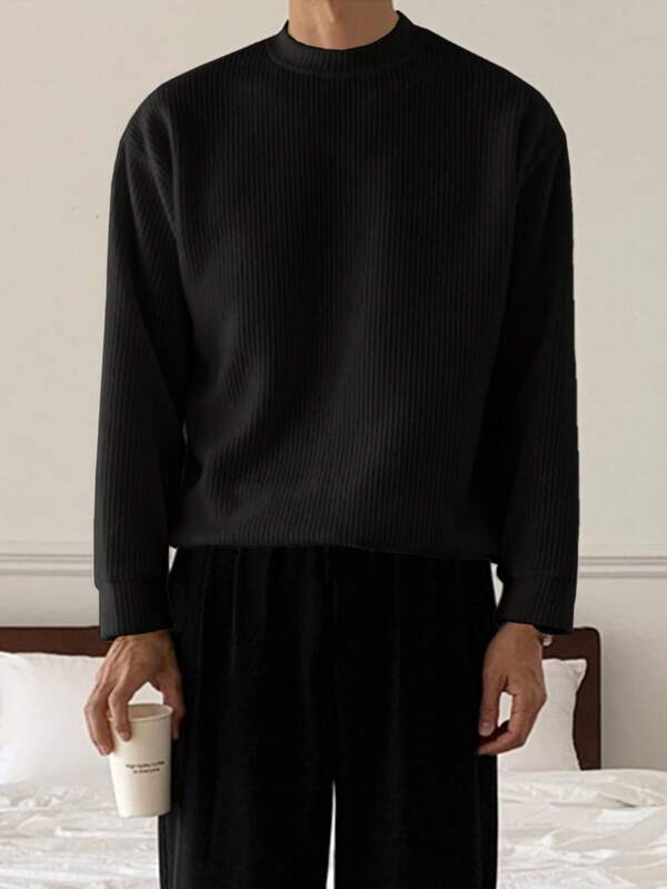 Suéter Masculino Canelado Oversized Minimalista Urbano