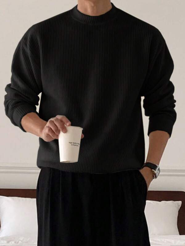 Suéter Masculino Canelado Oversized Minimalista Urbano