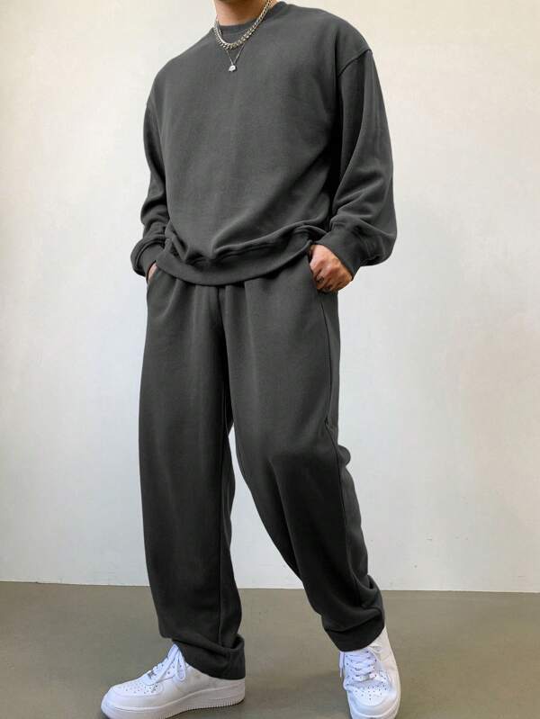 Conjunto Moletom Oversized Com Calça Wide Leg Casual