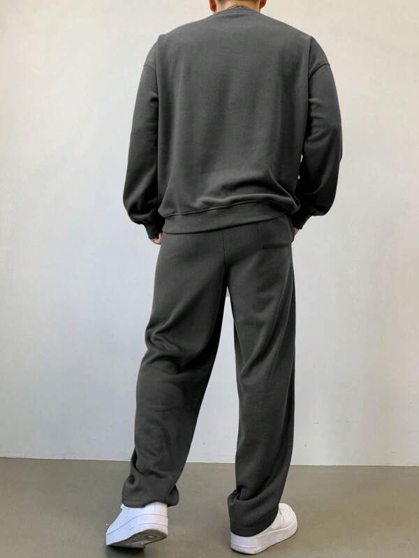 Conjunto Moletom Oversized Com Calça Wide Leg Casual