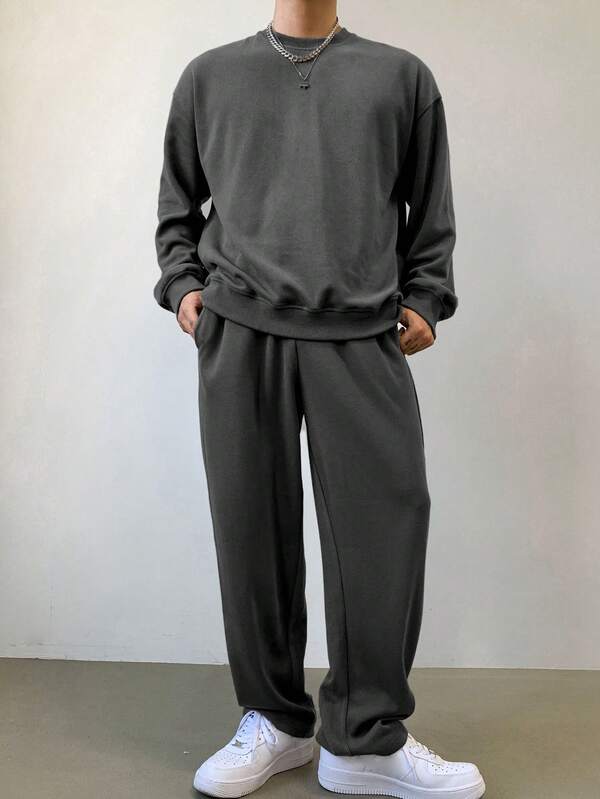 Conjunto Moletom Oversized Com Calça Wide Leg Casual