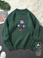 Suéter Masculino Oversized Com Bordado Casual Streetwear