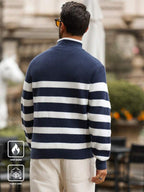 Suéter Masculino Listrado Gola Alta Com Ziper Casual Urbano