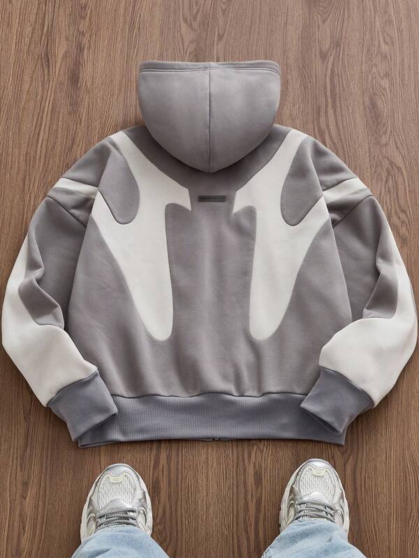 Moletom Oversized Com Zíper Estilo Futurista Streetwear