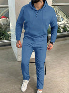 Conjunto Moletom Canelado Com Capuz Estilo Casual