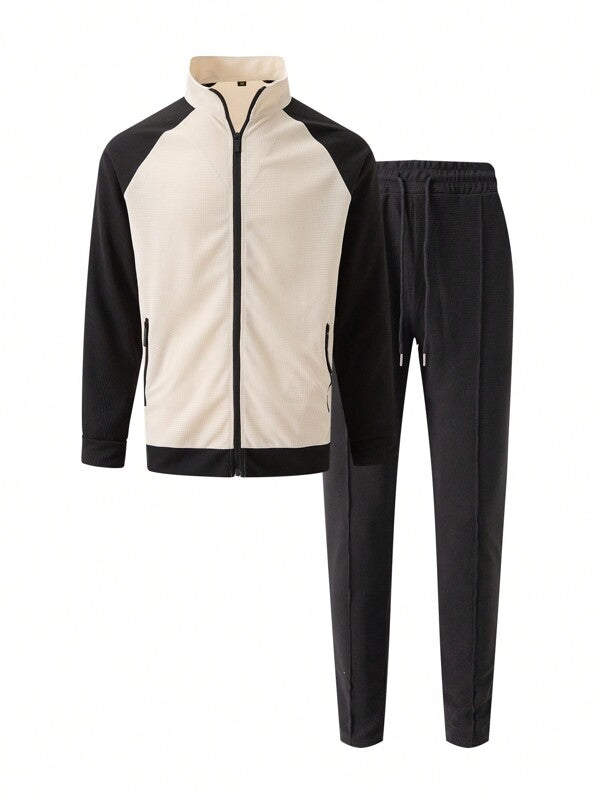 Conjunto Moletom Canelado Com Jaqueta Zíper Casual
