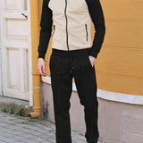 Conjunto Moletom Canelado Com Jaqueta Zíper Casual