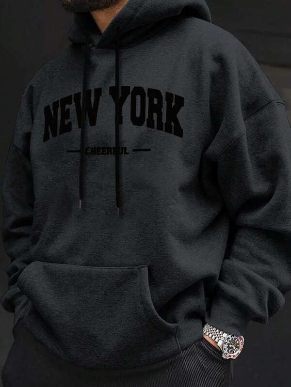 Moletom Oversized New York Com Capuz Estilo Streetwear