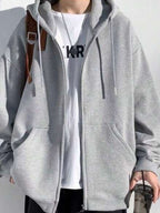 Moletom Masculino Aberto Com Capuz Casual Oversized