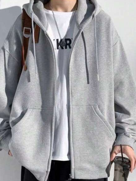 Moletom Masculino Aberto Com Capuz Casual Oversized