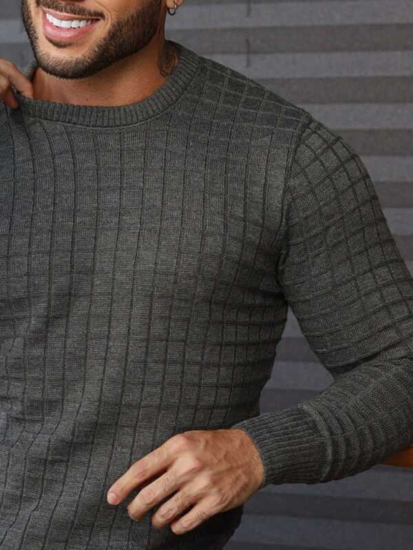 Suéter Masculino Canelado Gola Careca Casual Urbano