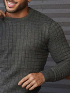 Suéter Masculino Canelado Gola Careca Casual Urbano