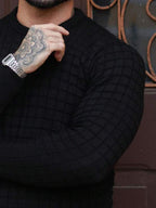 Suéter Masculino Canelado Gola Careca Casual Urbano