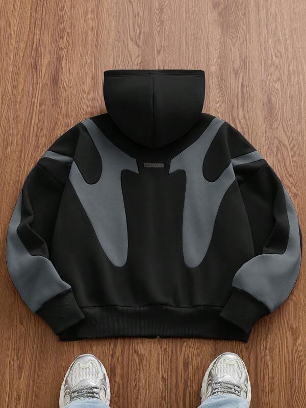 Moletom Oversized Com Zíper Estilo Streetwear Futurista