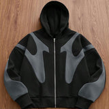 Moletom Oversized Com Zíper Estilo Streetwear Futurista