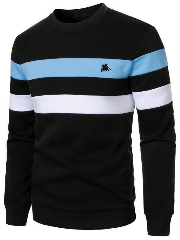Moletom Masculino Listrado Gola Careca Casual Esportivo