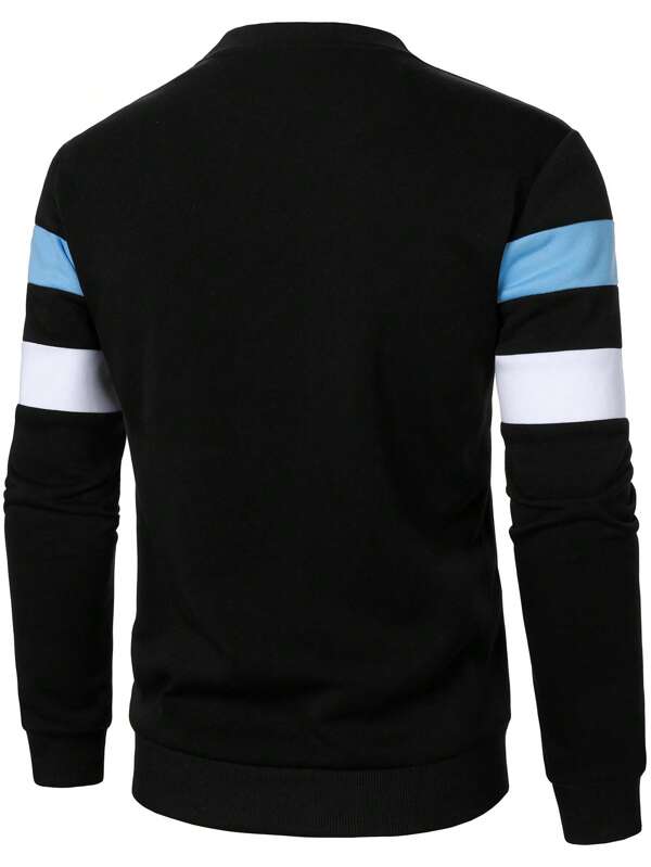 Moletom Masculino Listrado Gola Careca Casual Esportivo