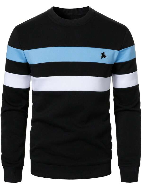 Moletom Masculino Listrado Gola Careca Casual Esportivo