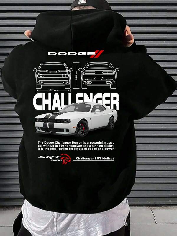 Moletom Dodge Challenger SRT Estilo Streetwear Automotivo