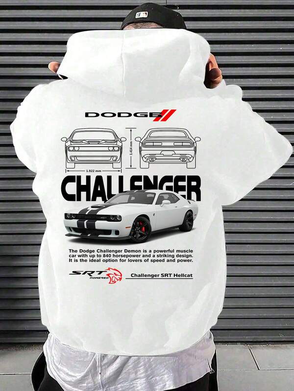 Moletom Dodge Challenger SRT Estilo Streetwear Automotivo