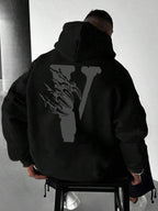 Moletom Oversized V Flame Estilo Streetwear Dark Casual