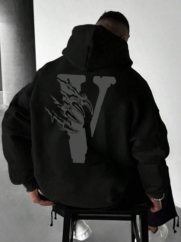 Moletom Oversized V Flame Estilo Streetwear Dark Casual