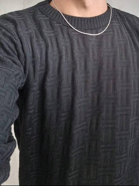 Suéter Masculino Texturizado Gola Careca Casual Urbano