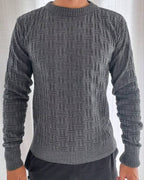 Suéter Masculino Texturizado Gola Careca Casual Urbano