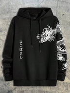 Moletom Oversized Dragão Japonês Estilo Streetwear Oriental
