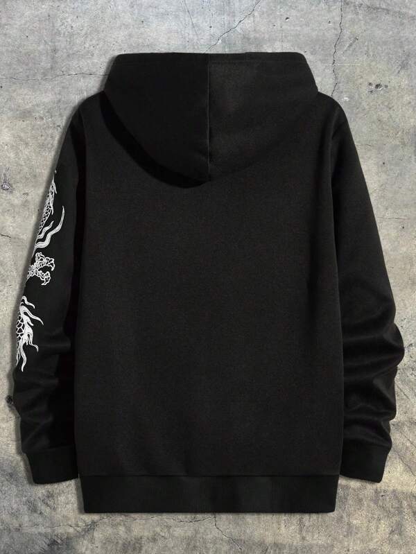 Moletom Oversized Dragão Japonês Estilo Streetwear Oriental
