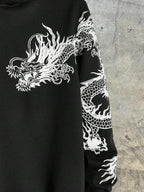Moletom Oversized Dragão Japonês Estilo Streetwear Oriental