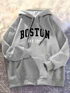 Moletom Boston Estilo College Streetwear Oversized