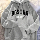 Moletom Boston Estilo College Streetwear Oversized