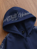 Moletom Oversized Com Zíper Estilo Streetwear Gothic Casual