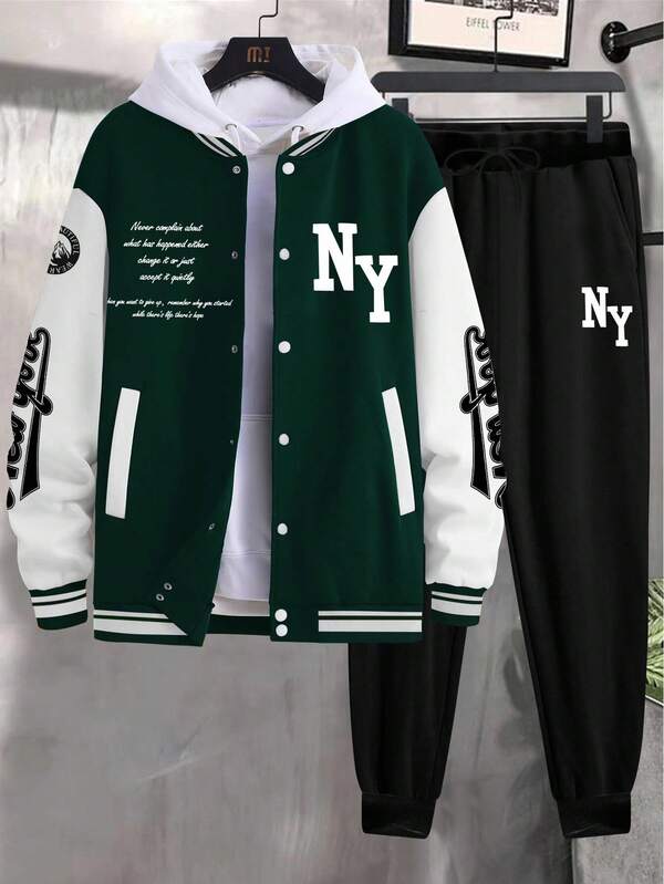 Conjunto Moletom College Com Jaqueta E Capuz