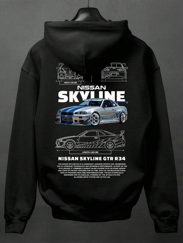 Moletom Nissan Skyline GTR R34 Estilo Streetwear Automotivo