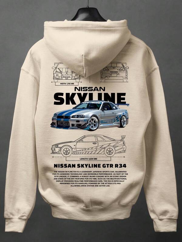 Moletom Nissan Skyline GTR R34 Estilo Streetwear Automotivo